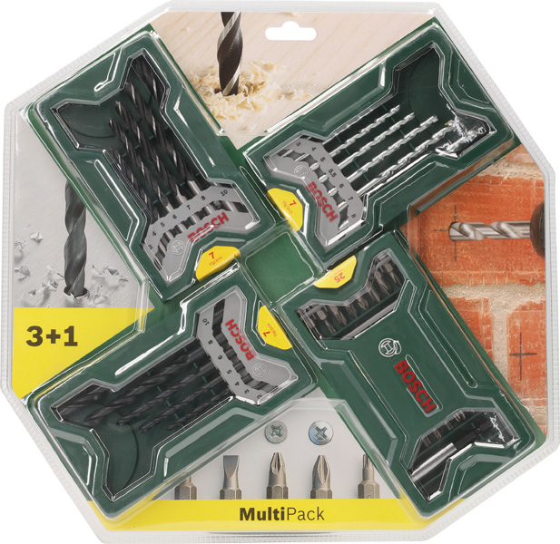 Bohr- Schrauberbit-Set 3+1, Mini-X-Line, Metall-, Stein-, Holzbohrer, Bit-Set Produktbild img2 L
