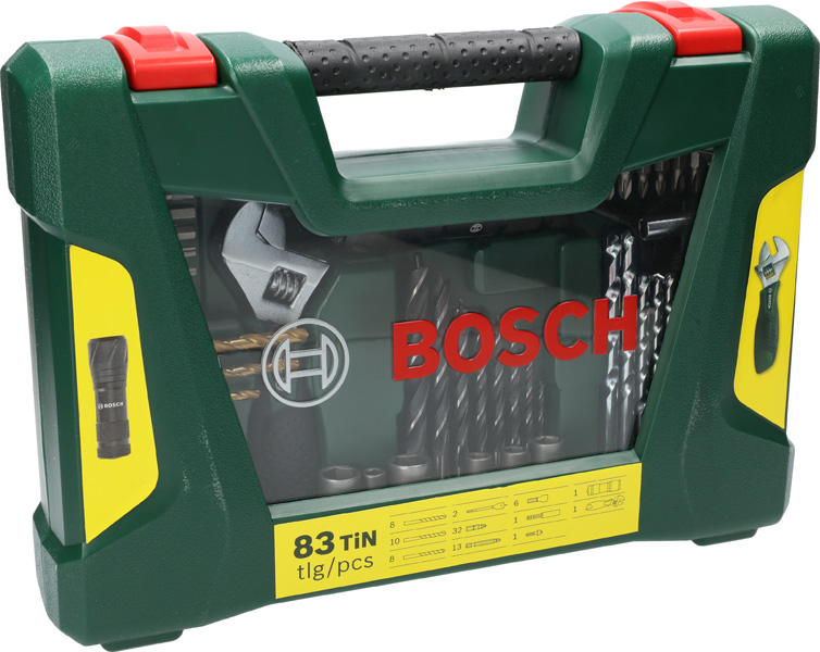 V-Line TiN-Bohrer- und Bit-Set, 83-teilig, mit Taschenlampe und Gabelschlüssel Produktbild img2 L