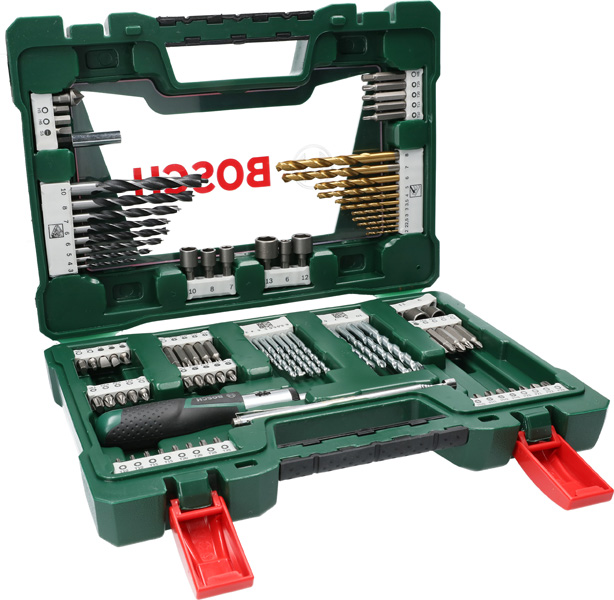 V-Line TiN-Bohrer- und Bit-Set, 91-teilig, Ratschen-Schraubendreher, Magnetstab Produktbild img1 L