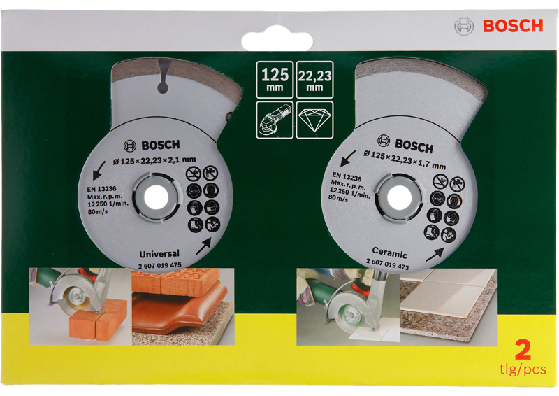 Diamanttrennscheibe für Fliesen und Baumaterial, Durchmesser: 125 mm, 2er-Pack Produktbild img2 L