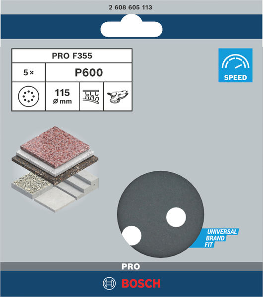 PRO F355 Schleifblatt, 115&nbsp;mm, G600, 5-tlg. Produktbild img3 L