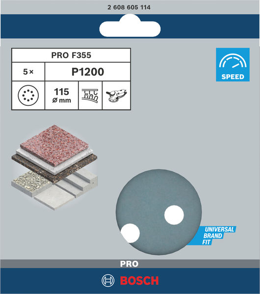 PRO F355 Schleifblatt, 115&nbsp;mm, G1200, 5-tlg. Produktbild img3 L