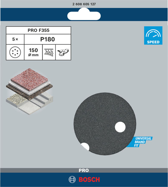 PRO F355 Schleifblatt, 150&nbsp;mm, G180, 5-tlg. Produktbild img3 L