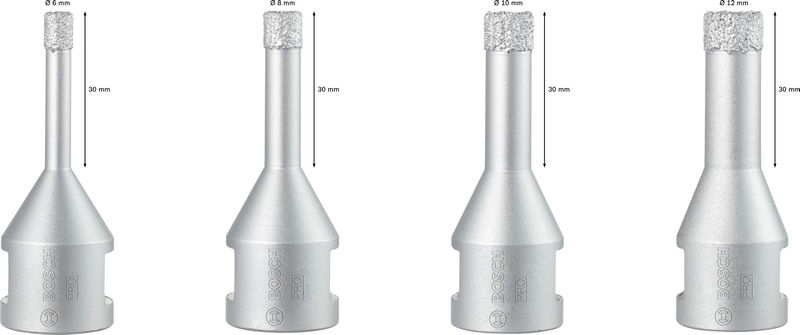 PRO Ceramic Trockenbohrkronen-Set, 6x30, 8x30, 10x30, 12x30&nbsp;mm, M14, 4-tlg. Produktbild img5 L