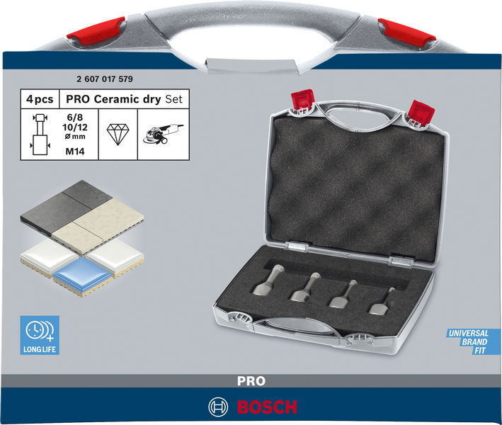 PRO Ceramic Trockenbohrkronen-Set, 6x30, 8x30, 10x30, 12x30&nbsp;mm, M14, 4-tlg. Produktbild img3 L