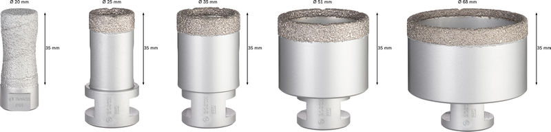 PRO Ceramic Trockenbohrkronen-Set, 68x33/51x33/35x33/25x33/20x33&nbsp;mm, M14, 5-tlg. Produktbild img5 L