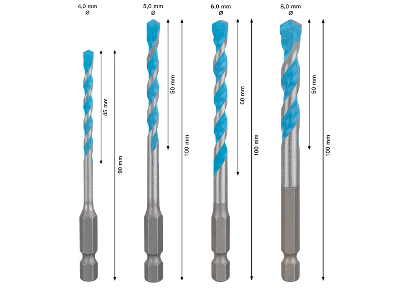 EXPERT HEX-9 Multi Construction Bohrer-Set, 4x90/5x100/6x100/8x100 mm, 5-tlg. Produktbild img3 L