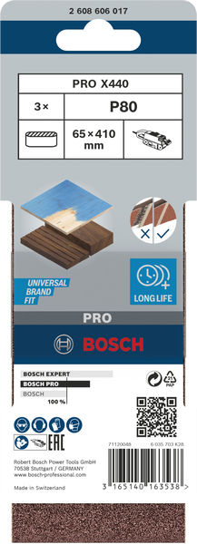 PRO X440 Schleifband, 65&nbsp;x&nbsp;410&nbsp;mm, G80, 3-tlg. Produktbild img2 L