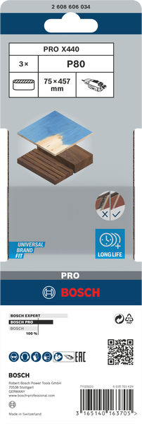 PRO X440 Schleifband, 75&nbsp;x&nbsp;457&nbsp;mm, G80, 3-tlg. Produktbild img2 L