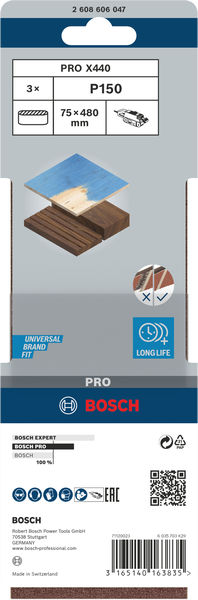 PRO X440 Schleifband, 75&nbsp;x&nbsp;480&nbsp;mm, G150, 3-tlg. Produktbild img2 L