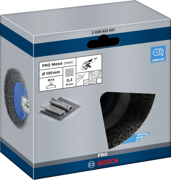 PRO&nbsp;Metal clean Kegelbürste, 100 x 0,3&nbsp;mm, Gewinde Produktbild img2 L