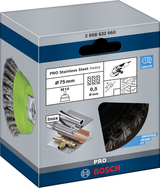 PRO Stainless Steel heavy Topfbürste, 75 x 0,5&nbsp;mm, Gewinde Produktbild img2 L
