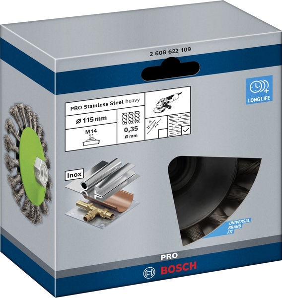 PRO Stainless Steel heavy Kegelbürste, 115 x 0,35 mm, Gewinde Produktbild img2 L