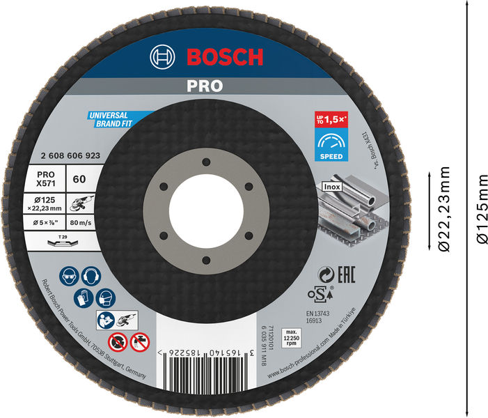 PRO X571 Fächerschleifscheibe, abgewinkelt, 125&nbsp;mm, K60 Produktbild img3 L