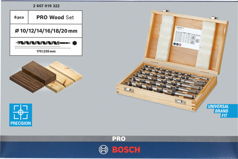 PRO Wood Holzschlangenbohrer Set, L235 mm, 6-tlg. Produktbild img3 L