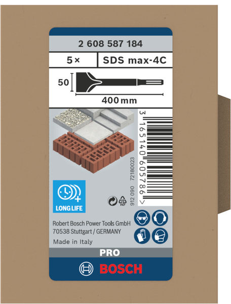 PRO SDS max-4C Spatmeißel, 50&nbsp;x&nbsp;400&nbsp;mm, 5-tlg Produktbild img3 L