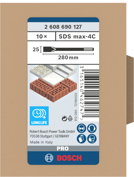 PRO SDS max-4C Flachmeißel-Set, 25&nbsp;x&nbsp;280&nbsp;mm, 10-tlg. Produktbild img3 L