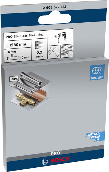 PRO Stainless Steel clean Scheibenbürste, gerader Schaft, 80 x 0,2&nbsp;mm Produktbild img2 L