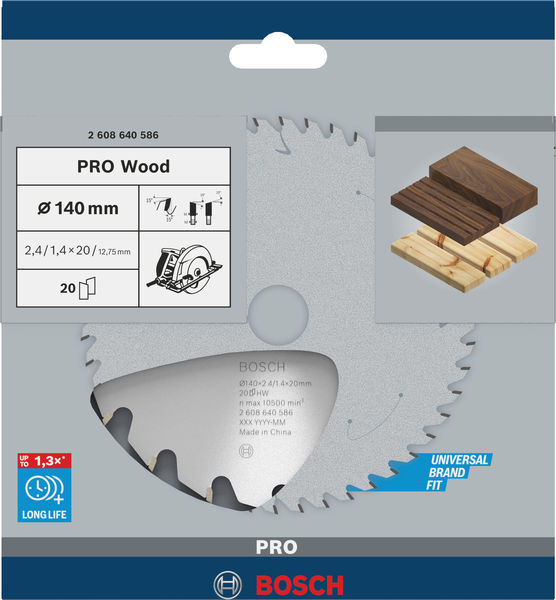 PRO Wood Kreissägeblatt, 140&nbsp;x&nbsp;2,4&nbsp;x&nbsp;20&nbsp;mm, Z20 Produktbild img3 L