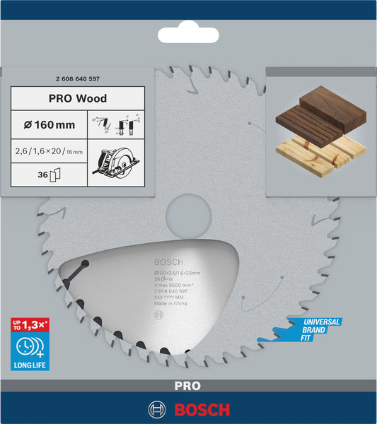 PRO Wood Kreissägeblatt, 160&nbsp;x&nbsp;2,6&nbsp;x&nbsp;20&nbsp;mm, Z36 Produktbild img3 L