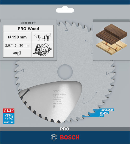 PRO Wood Kreissägeblatt, 190&nbsp;x&nbsp;2,6&nbsp;x&nbsp;30&nbsp;mm, Z48 Produktbild img3 L