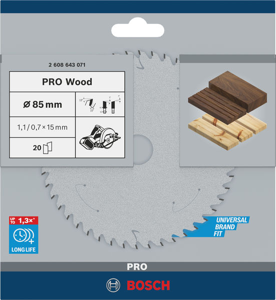 PRO&nbsp;Wood Kreissägeblatt, 85 x 1.1 x 15&nbsp;mm Produktbild img3 L