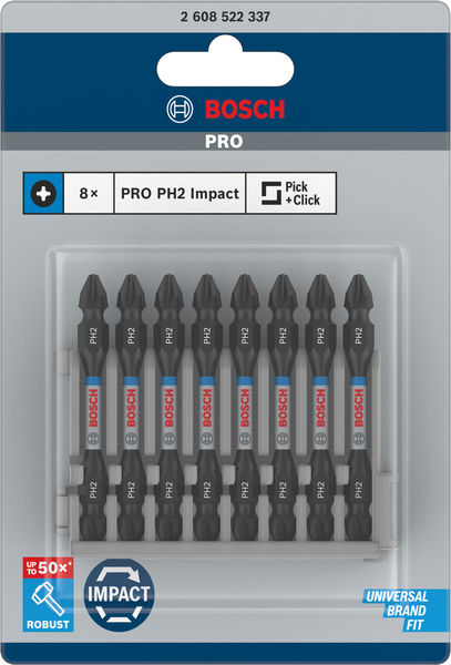 PRO Impact Schrauberbit mit Doppelklingen und Pick and Click, PH2, 65&nbsp;mm, 8-tlg. Produktbild img3 L