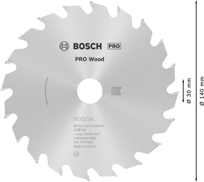 PRO Wood Kreissägeblatt, 140&nbsp;x&nbsp;2,4&nbsp;x&nbsp;20&nbsp;mm, Z20 Produktbild img5 L