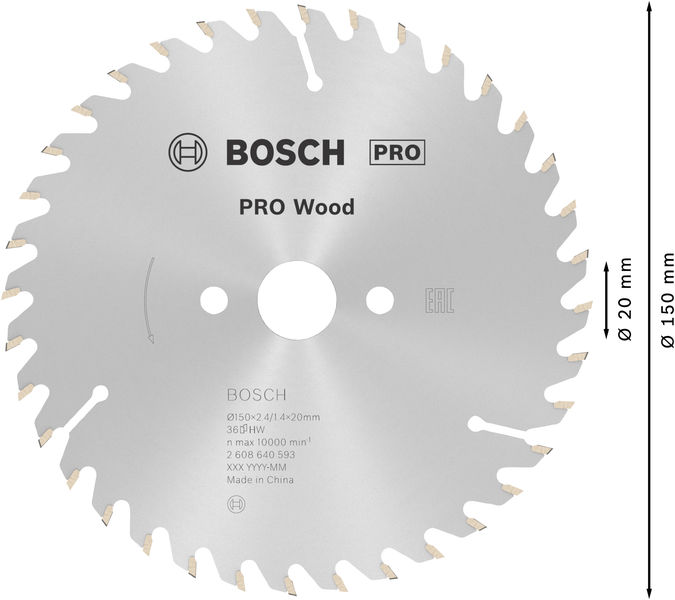 PRO Wood Kreissägeblatt, 150&nbsp;x&nbsp;2,4&nbsp;x&nbsp;20&nbsp;mm, Z36 Produktbild img5 L