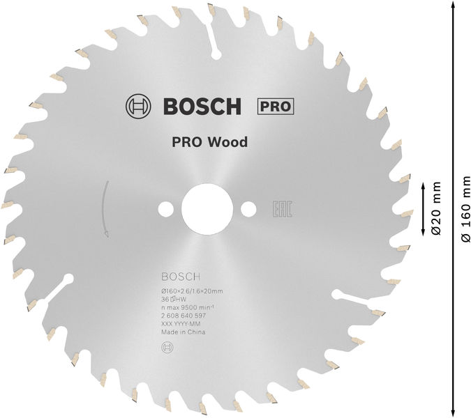 PRO Wood Kreissägeblatt, 160&nbsp;x&nbsp;2,6&nbsp;x&nbsp;20&nbsp;mm, Z36 Produktbild img5 L