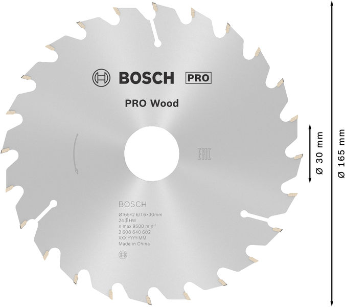 PRO Wood Kreissägeblatt, 165&nbsp;x&nbsp;2,6&nbsp;x&nbsp;30&nbsp;mm, Z24 Produktbild img5 L