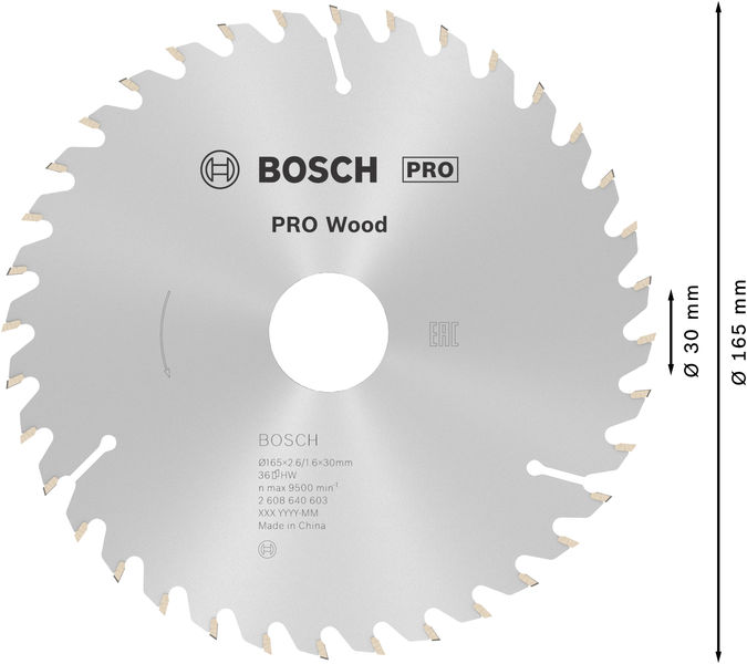PRO Wood Kreissägeblatt, 165&nbsp;x&nbsp;2,6&nbsp;x&nbsp;30&nbsp;mm, Z36 Produktbild img5 L