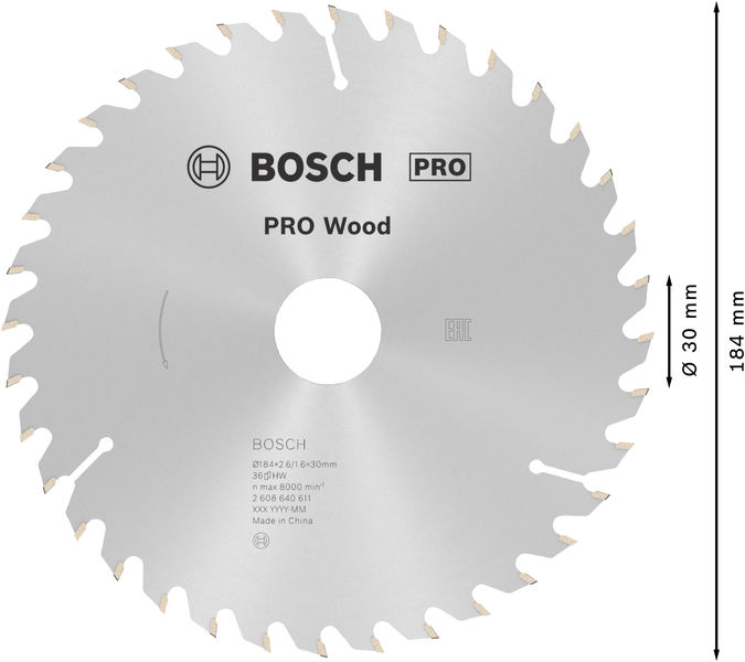 PRO Wood Kreissägeblatt, 184&nbsp;x&nbsp;2,6&nbsp;x&nbsp;30&nbsp;mm, Z36 Produktbild img5 L