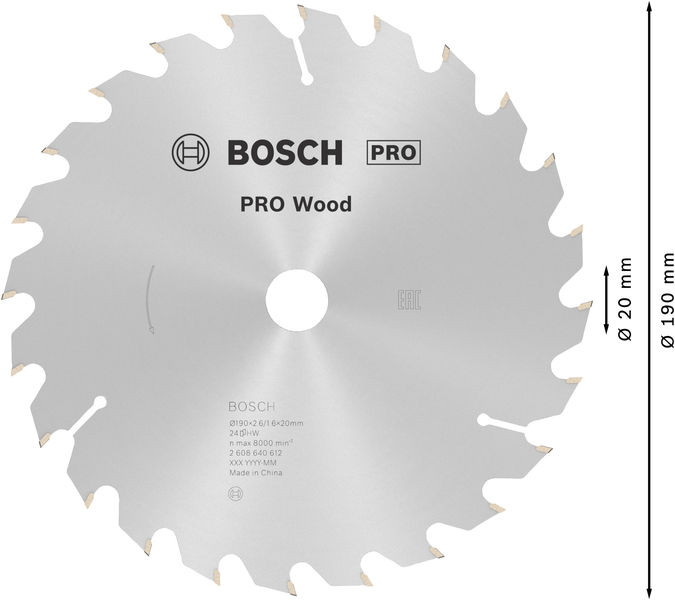PRO Wood Kreissägeblatt, 190&nbsp;x&nbsp;2,6&nbsp;x&nbsp;20&nbsp;mm, Z24 Produktbild img5 L