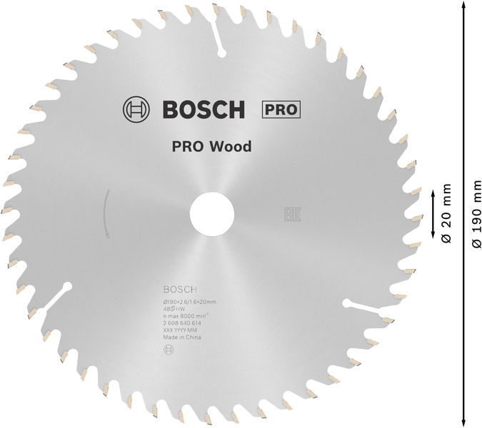 PRO Wood Kreissägeblatt, 190&nbsp;x&nbsp;2,6&nbsp;x&nbsp;20&nbsp;mm, Z48 Produktbild img5 L