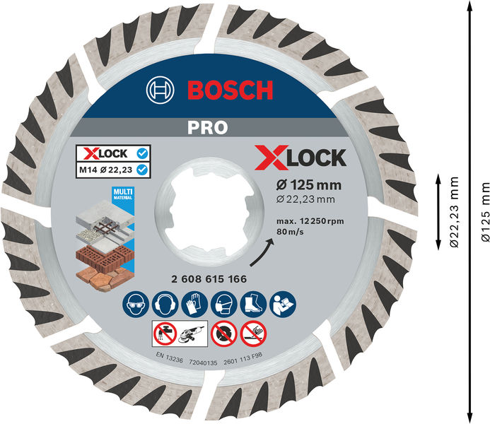 PRO Multi Material X-Lock Diamanttrennscheibe, 125 x 22,23&nbsp;mm, 22,23&nbsp;mm Produktbild img5 L