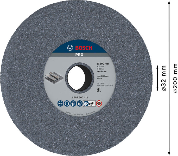 PRO Metal Schleifscheibe, 200 x 25 x 32 mm, G60 Produktbild img4 L