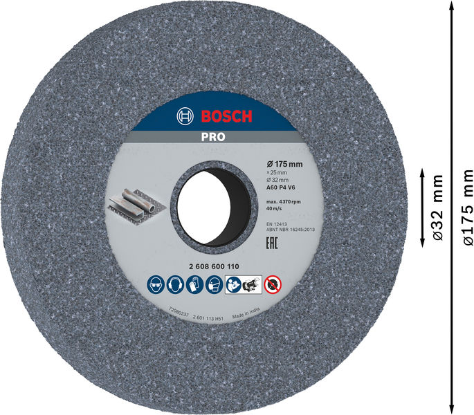 PRO Metal Schleifscheibe, 175 x 25 x 32 mm, G60 Produktbild img4 L