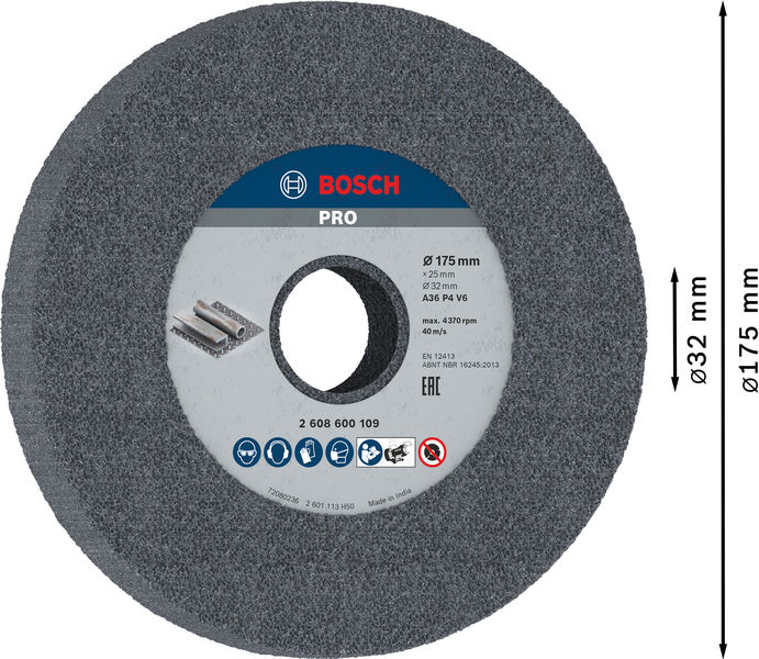 PRO Metal Schleifscheibe, 175 x 25 x 32 mm, G36 Produktbild img4 L