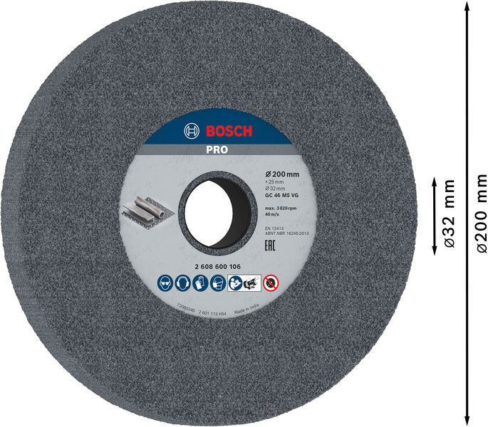 PRO Metal Schleifscheibe, 200 x 25 x 32&nbsp;mm, G46 Produktbild img4 L