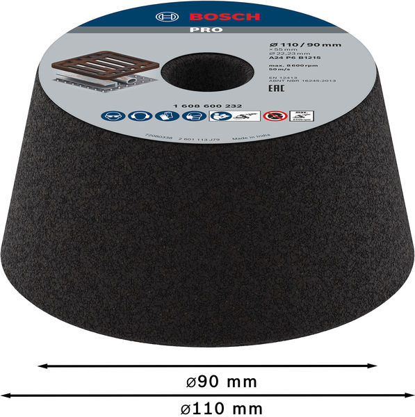 PRO Metal Konischer Schleiftopf, 90&nbsp;x&nbsp;110&nbsp;x&nbsp;55&nbsp;mm, K24 Produktbild img3 L