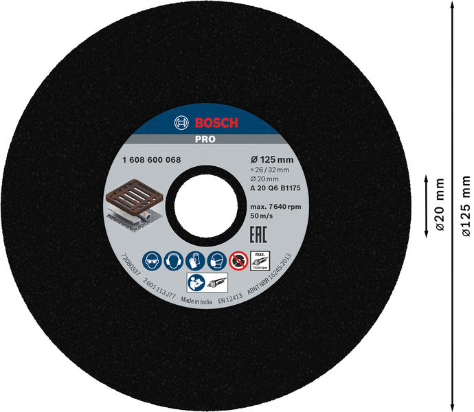 PRO Metal Schleifscheibe, 125 x 26 x 20&nbsp;mm, K20 Produktbild img3 L