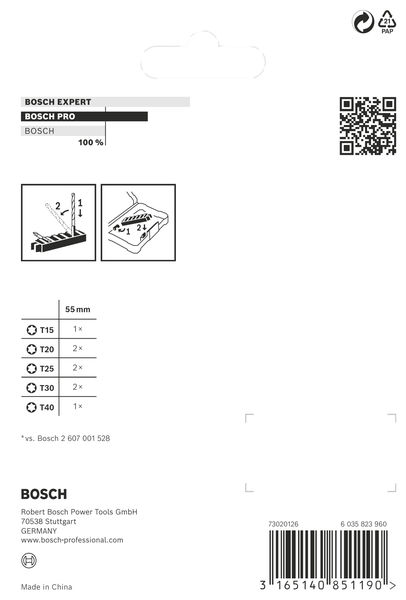 PRO Torx Impact Bit Set, T15; T20(x2); T25(x2); T30(x2); T40, 55&nbsp;mm, 8-tlg. Produktbild img4 L