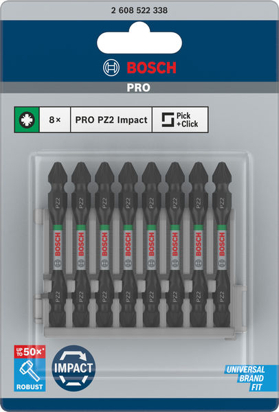 PRO Impact Schrauberbit mit Doppelklingen und Pick and Click, PZ2, 65&nbsp;mm, 8-tlg. Produktbild img3 L