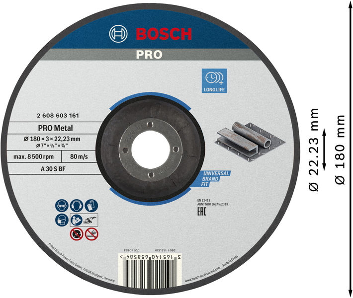 PRO Metal Trennscheibe, 180&nbsp;x&nbsp;3&nbsp;x&nbsp;22.23&nbsp;mm, gekröpft Produktbild img3 L
