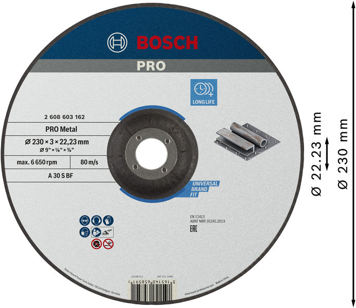 PRO Metal Trennscheibe, 230&nbsp;x&nbsp;3&nbsp;x&nbsp;22.23&nbsp;mm, gekröpft Produktbild img3 L