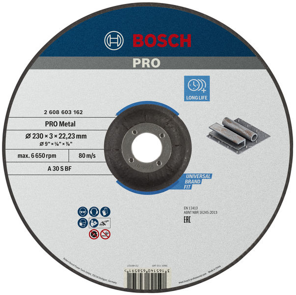 PRO Metal Trennscheibe, 230&nbsp;x&nbsp;3&nbsp;x&nbsp;22.23&nbsp;mm, gekröpft Produktbild img1 L