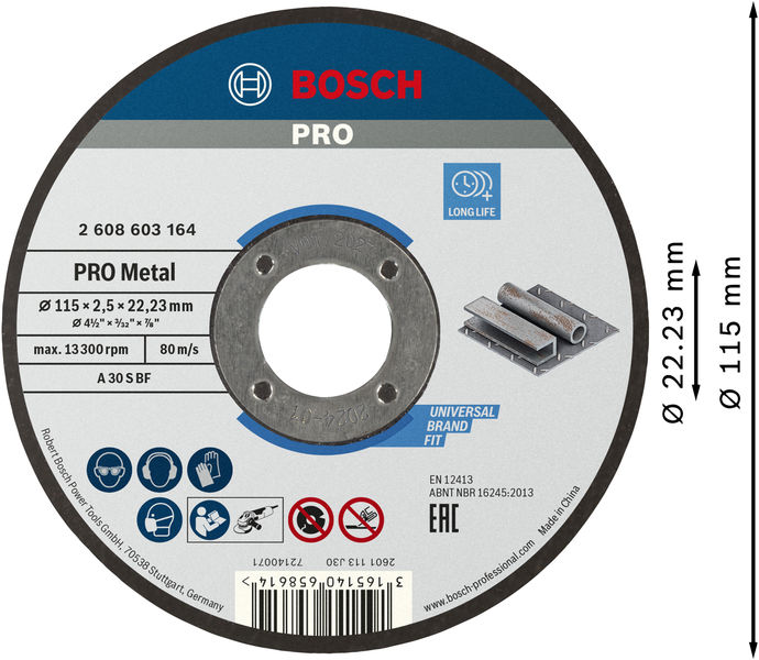 PRO Metal Trennscheibe, 115&nbsp;x&nbsp;2.5&nbsp;x&nbsp;22.23&nbsp;mm, gerade Produktbild img3 L