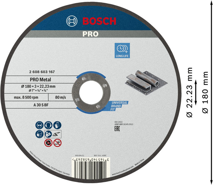 PRO Metal Trennscheibe, 180&nbsp;x&nbsp;3&nbsp;x&nbsp;22.23&nbsp;mm, gerade Produktbild img3 L