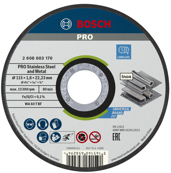PRO Stainless Steel and Metal Trennscheibe, 115&nbsp;x&nbsp;1.6&nbsp;x&nbsp;22.23&nbsp;mm Produktbild img1 L